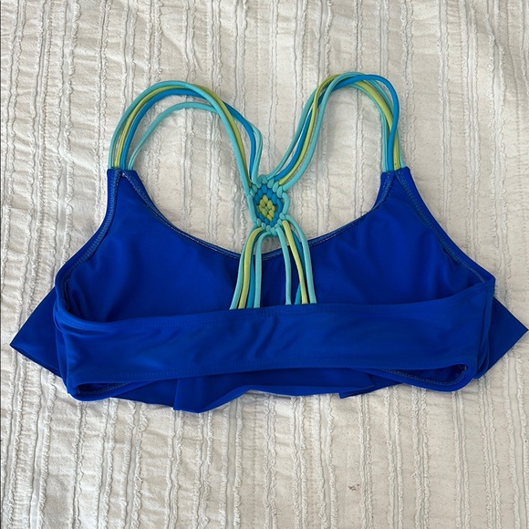 Xhilaration Blue Bikini Top with Multicolor Straps - Picture 2 of 3